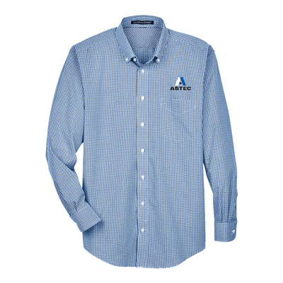 Men's French Blue Gingham Button-Down image on white background