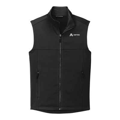 Men's Deep Black Fleece Vest product image on white background