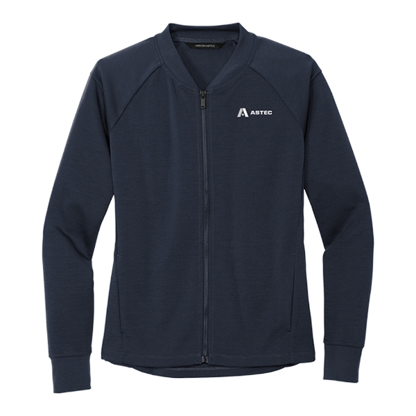 ASTEC Ladies Navy Double-Knit Bomber