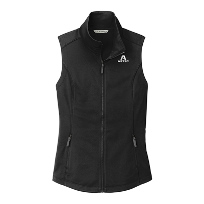 Women's Deep Black Fleece Vest product image on white background