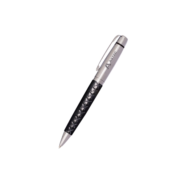 Silver pen with black ASTEC logo