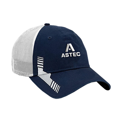 ASTEC Navy Logo Hat Left Image on white background