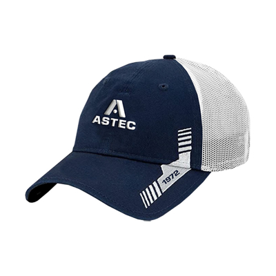 ASTEC Navy Logo Hat Left Image on white background