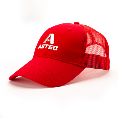 ASTEC Red Hat Back Image on white background	