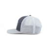 Left side view of Astec Rubber Patch Hat with navy front panel, gray bill, and white mesh back.
