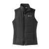 ASTEC logo black quilted women’s vest with zip front and high collar