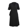 ASTEC branded black wrap dress with V-neck and fitted waist